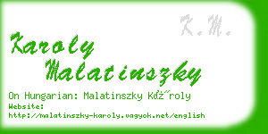 karoly malatinszky business card